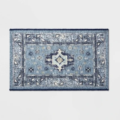 Vintage Persian Medallion Kitchen Rug Blue - Threshold™ 6 Vintage Persian Medallion Kitchen Rug Blue - Threshold™ - Image 4