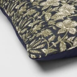 Square Double Cloth Printed Decorative Throw Pillow Navy/Green/Cream - Threshold™ -Threshold GUEST 14ac8bf0 486f 485a 9c8b 509556e9c27a