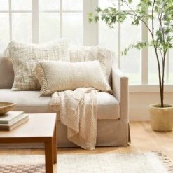 Textural Woven Throw Pillow With Trims Cream - Threshold™ Designed With Studio McGee