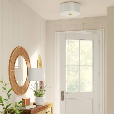 Glass Flush Mount Ceiling Light White - Threshold™ 3 Glass Flush Mount Ceiling Light White - Threshold™