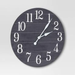 26" Farmhouse Wooden Wall Clock Black - Threshold™ -Threshold GUEST 35008532 3ca7 4877 9169 1472d088644e