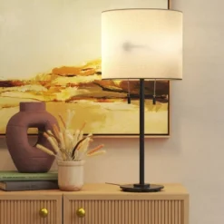 Reeded Metal Stick Lamp With Dual Socket Black (Includes LED Light Bulb) - Threshold™ -Threshold GUEST 3883a4be 1c0e 41b0 9064 c3f4ee14ea21