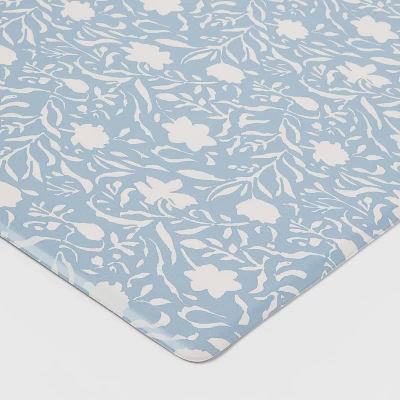 60" X 20" Floral Comfort Runner Mat Blue - Threshold™ 4 60" X 20" Floral Comfort Runner Mat Blue - Threshold™ - Image 2