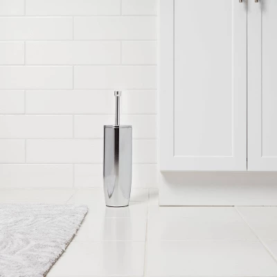 Solid Modern Toilet Brush Chrome - Threshold™ 3 Solid Modern Toilet Brush Chrome - Threshold™