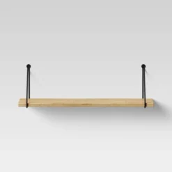 Wood Wall Shelf With Hanging Wire Natural/Black - Threshold™ -Threshold GUEST 4c05eaa6 7833 41bd abc6 c191ea2e24a5