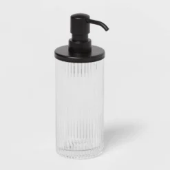 Ribbed Glass Soap Pump Black - Threshold™ -Threshold GUEST 52e3181f 31de 4096 b496 2c31b8630483