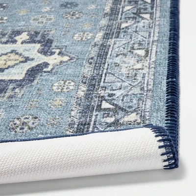 Vintage Persian Medallion Kitchen Rug Blue - Threshold™ 5 Vintage Persian Medallion Kitchen Rug Blue - Threshold™ - Image 3