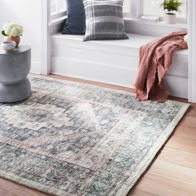 Brighton Distressed Vintage Persian Rug Light Blue - Threshold™ Designed With Studio McGee 3 Brighton Distressed Vintage Persian Rug Light Blue - Threshold™ Designed With Studio McGee