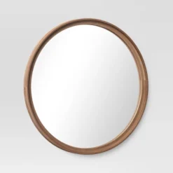 26" Classic Wood Round Mirror Natural - Threshold™ -Threshold GUEST 6e0d23aa 47c9 4a7c 827b 4d4a7ea57f24