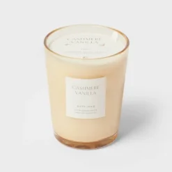 Colored Vase Glass With Dustcover Cashmere Vanilla Candle Ivory - Threshold™ -Threshold GUEST 6f0d73b9 bd54 49cc 9daa 223b1213b6df