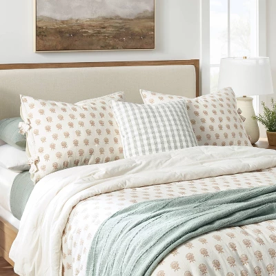 Lofty Cotton Slub Woodblock Print Floral Quilt Sham White/Mauve – Threshold™ Designed With Studio McGee 3 Lofty Cotton Slub Woodblock Print Floral Quilt Sham White/Mauve – Threshold™ Designed With Studio McGee