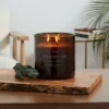 23oz XL 3-Wick Eucalyptus + Palm Wooden Amber Glass With Wood Lid And Stamped Logo Amber - Threshold™ -Threshold GUEST 76039d46 592c 4b0e 9d78 4be534d35d39