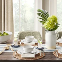 16pc Porcelain Beaded Rim Dinnerware Set White - Threshold™ -Threshold GUEST 81517997 f58c 4b61 b851 e254615c0e6f