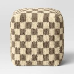 Checkerboard Pouf Cream/Brown - Threshold™ -Threshold GUEST 82b3c3f6 c100 4166 ae63 060fde1f8c70