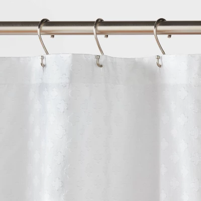 Textured Crochet Trim Shower Curtain White - Threshold™ 4 Textured Crochet Trim Shower Curtain White - Threshold™ - Image 2