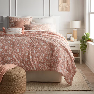 12pc Floral Boho Comforter & Sheets Set Terracotta Pink - Threshold™ 3 12pc Floral Boho Comforter & Sheets Set Terracotta Pink - Threshold™