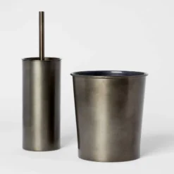 Aluminum Toilet Brush And Holder Set With Aged Metal Finish Gray - Threshold™ -Threshold GUEST 8ef08b23 f6d2 4c7b 8990 b0c2c3aed888