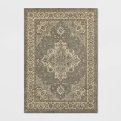 Medallion Jewel Boarder Persian Rug Cream/Gray - Threshold™ -Threshold GUEST 9c6255e0 5b41 4a38 97f4 48ea4bed8943