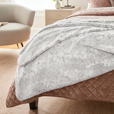 55"x80" Faux Fur Ribbed Bed Blanket - Threshold™ 3 55"x80" Faux Fur Ribbed Bed Blanket - Threshold™