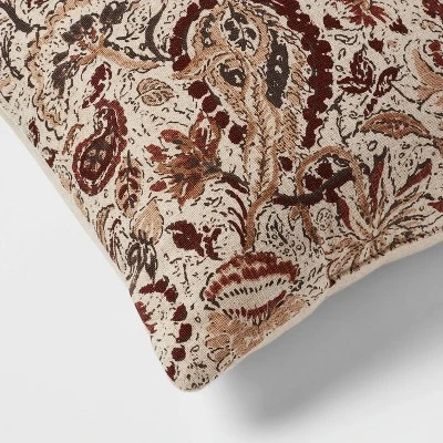18"x18" Traditional Paisley Square Decorative Pillow Beige/Brown - Threshold™ 5 18"x18" Traditional Paisley Square Decorative Pillow Beige/Brown - Threshold™ - Image 3