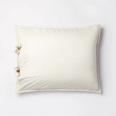 Lofty Cotton Slub Woodblock Print Floral Quilt Sham White/Mauve – Threshold™ Designed With Studio McGee 5 Lofty Cotton Slub Woodblock Print Floral Quilt Sham White/Mauve – Threshold™ Designed With Studio McGee - Image 3