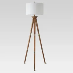 Oak Wood Tripod Floor Lamp Dark Brown - Threshold™ -Threshold GUEST b5ab96e0 432f 4e8b 8afb fa38a8c1b3fe
