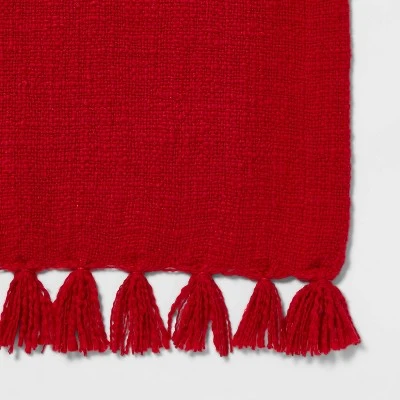 90" X 20" Cotton Textured Table Runner Red - Threshold™ 4 90" X 20" Cotton Textured Table Runner Red - Threshold™ - Image 2