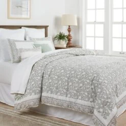 8pc Printed Floral With Border 8pc Comforter Set Green - Threshold™
