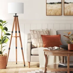 Tripod Floor Lamp With Shelf Brown Wood - Threshold™ -Threshold GUEST dcdedb73 c2a8 4d9f bddc c128518c5e98
