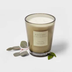 Colored Vase Glass With Dustcover Watermint And Eucalyptus Candle Green - Threshold™ -Threshold GUEST e5144fde ec25 4103 bb0f 2b77c5bb8627