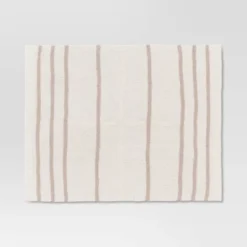 Cozy Feathery Knit Border Striped Throw Blanket - Threshold™ -Threshold GUEST e5db223d 7932 45cb b9ac 942a00c0baae