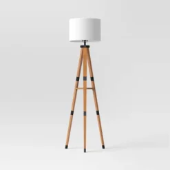 Tripod Floor Lamp With Shelf Brown Wood - Threshold™ -Threshold GUEST ea3ba26a 585d 476c be10 3b33e5b59195