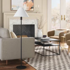 Stick Floor Lamp With Tapered Shade Black - Threshold™ -Threshold GUEST f232fb4b bedc 4c4b 8df0 6bb2c226175d