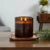 23oz XL 3-Wick Fennel + Pine Wooden Amber Glass With Wood Lid And Stamped Logo Amber Candle - Threshold™ -Threshold GUEST f97e7f56 2b88 45f1 b9bf 917ecf7e2463