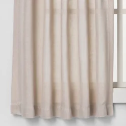 2pk 42"x36" Light Filtering Bonaire Curtain Tiers Beige - Threshold™ -Threshold GUEST ff957fd3 1d85 46fe b5ca 08c061a927f2